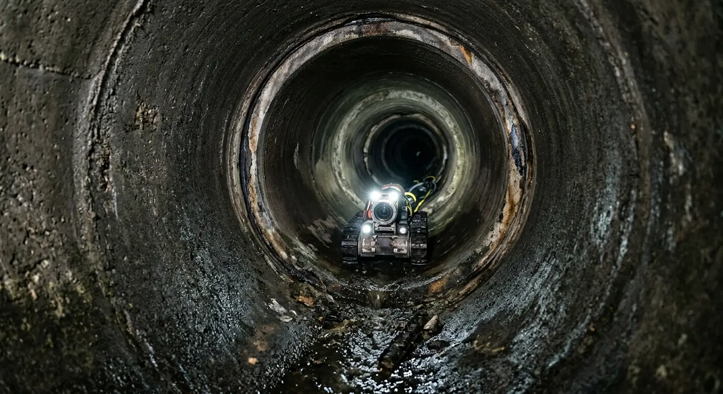 Robotic sewer camera inspecting pipe interior for Sewer Line Repair in Plumstead